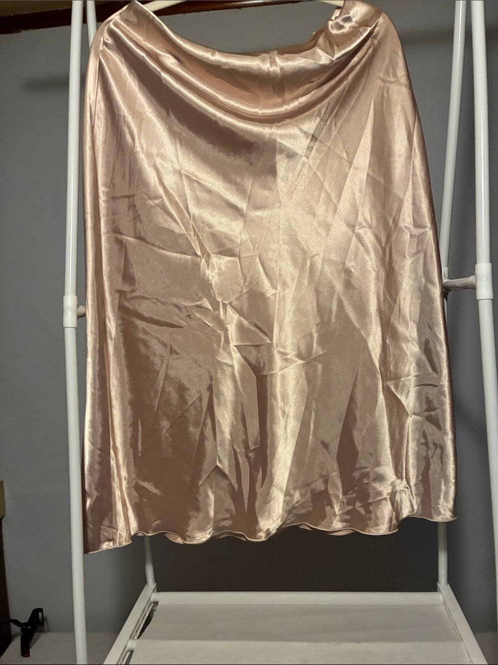 Nicole by Nicole Miller Rosegold Satin Bias Midi Skirt